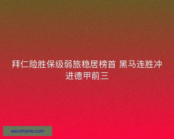拜仁险胜保级弱旅稳居榜首 黑马连胜冲进德甲前三
